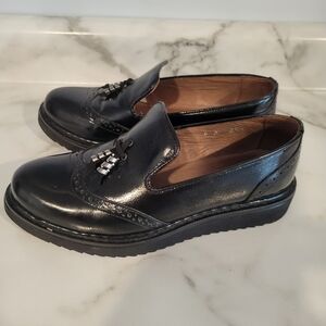 Black Leather Loafers with Tassels